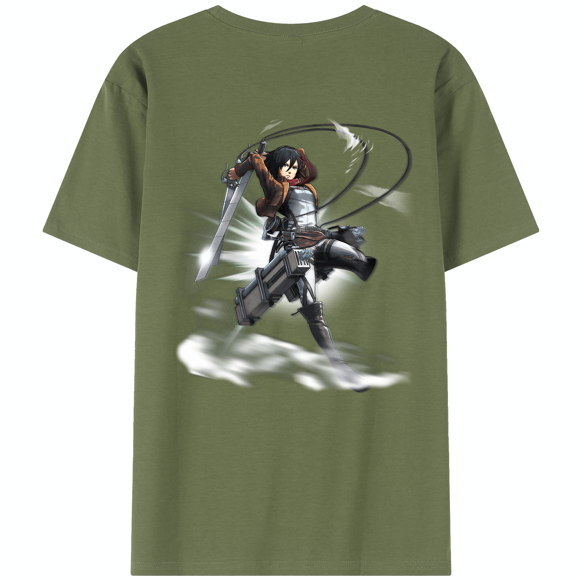 （画像用） 進撃の巨人 ミカサ·アッカーマン Attack on Titan Mikasa Ackerman 綿100％半袖Tシャツ（背面プリント）